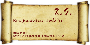 Krajcsovics Iván névjegykártya